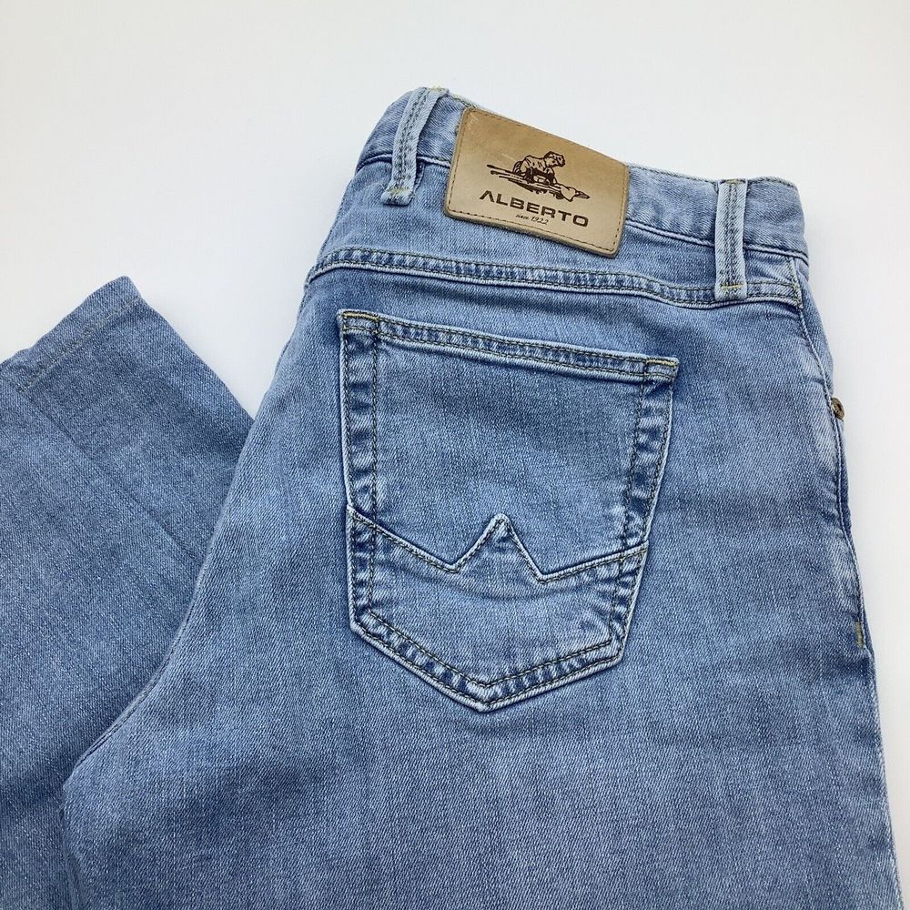 Alberto Super Stretch Blue‎ Vintage Jeans Size 35 x 32 (Actual 33 x 27)